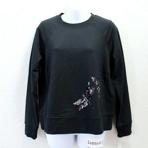 A New Day Long Sleeve Dragonfly Sequin Fleece Lined Crew Neck Sweater